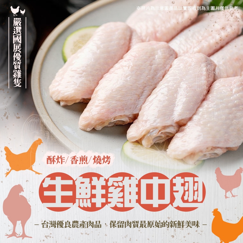 [冷凍][1組2包]國產生鮮雞中翅[500g±10%/包]