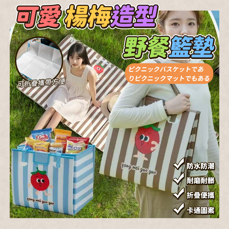 可愛楊梅造型野餐籃墊