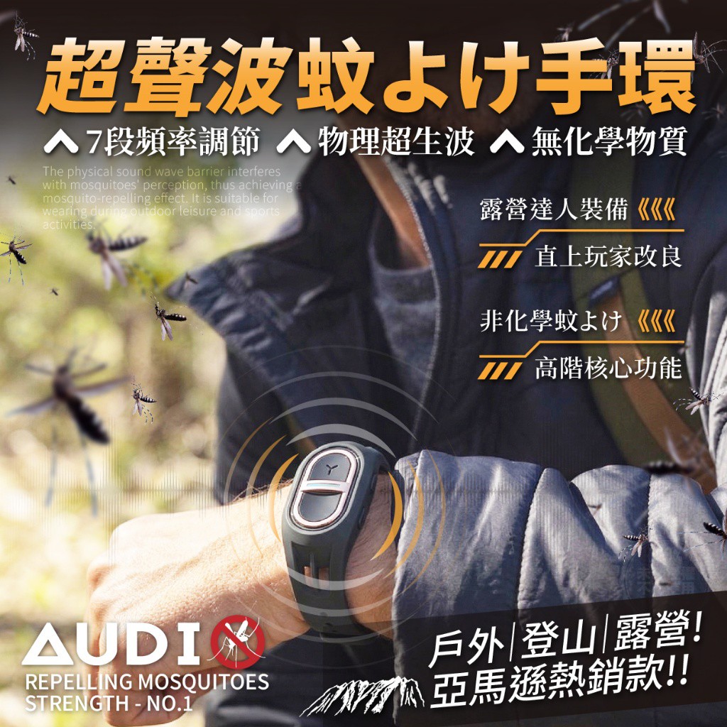 STRENGTH®亞馬遜熱銷款戶外超聲波便攜式防蚊手環