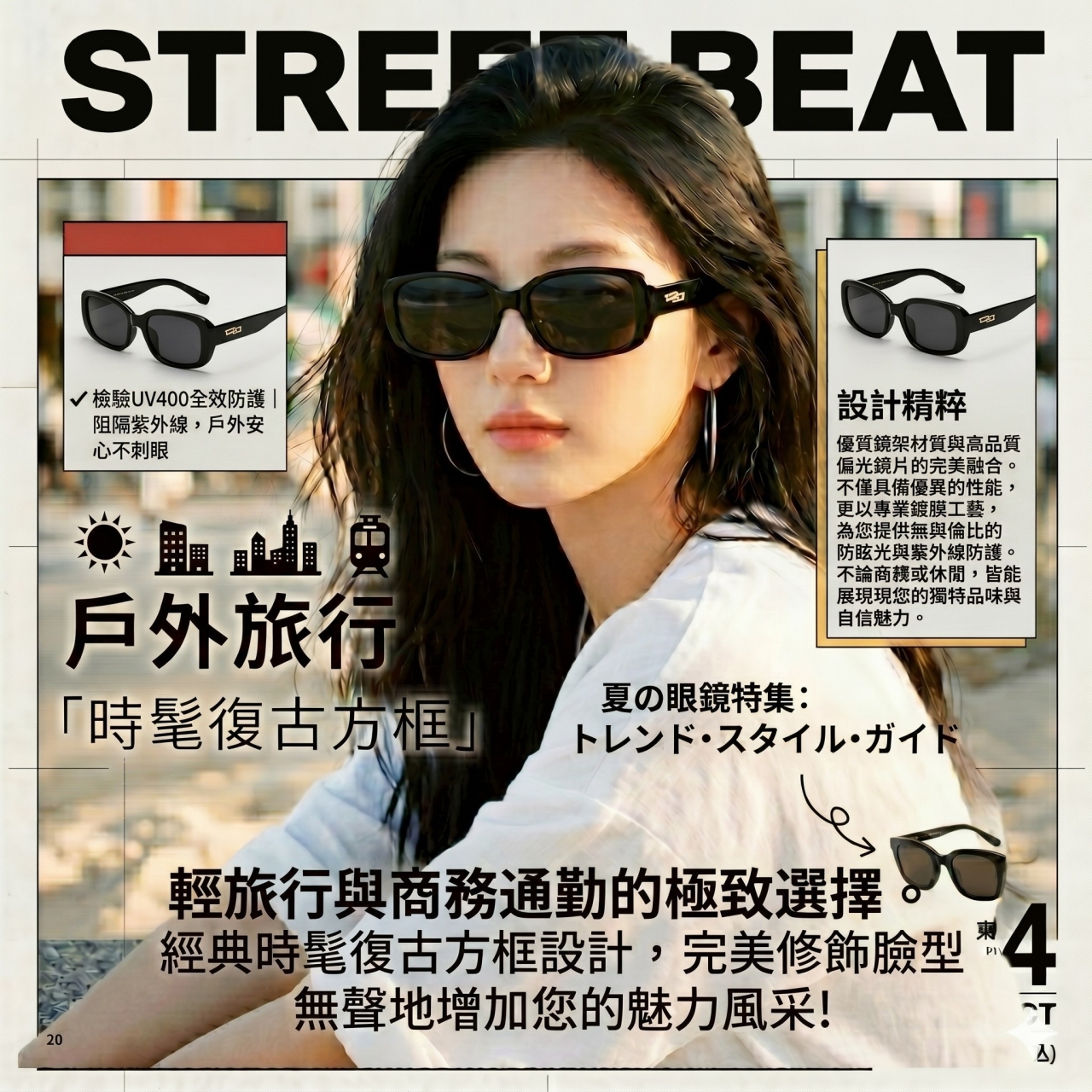 CITY SHAPE 極簡輕奢 明星方框墨鏡