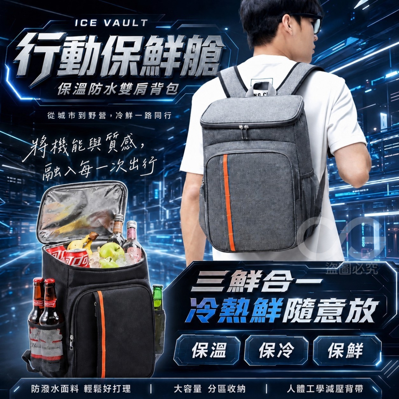 保溫防水雙肩背包