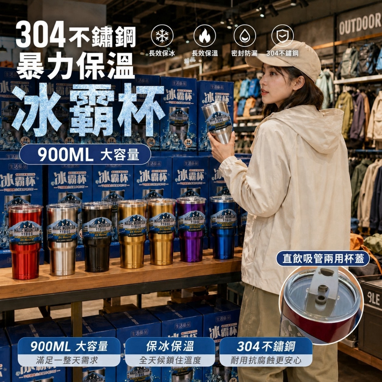 特級版304不鏽鋼雙飲口冰霸杯 專櫃盒裝版