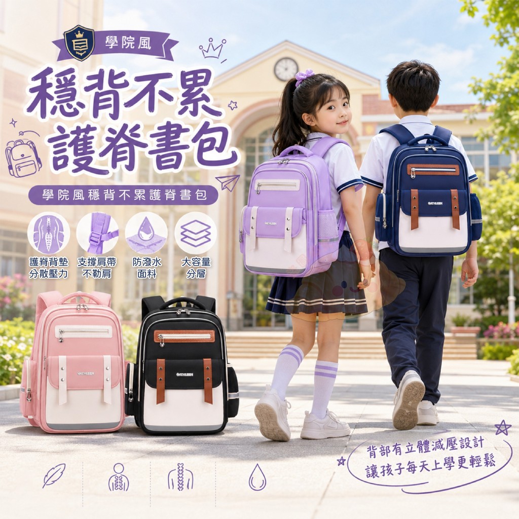 學院風穩背不累護脊書包