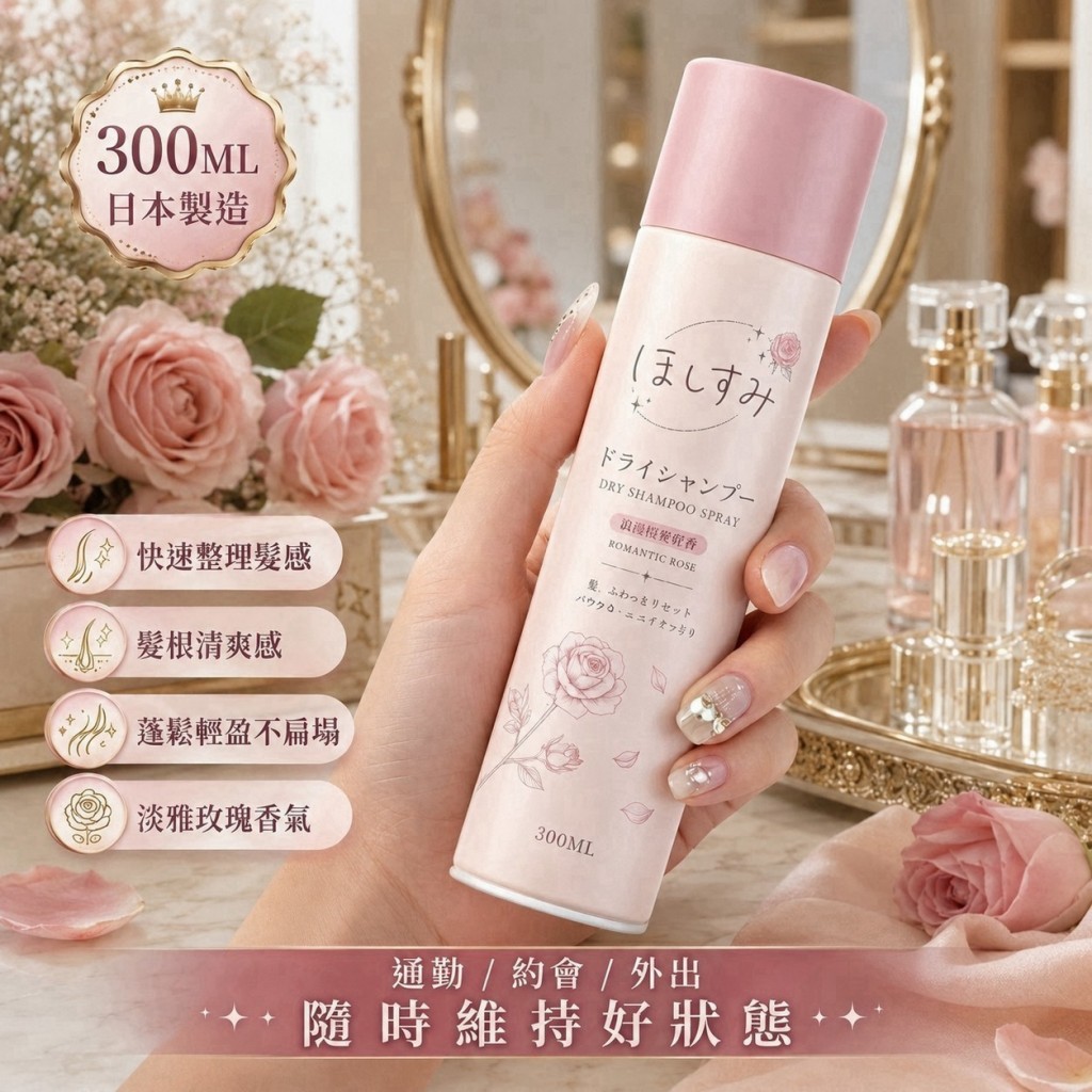 日本製ほしすみ薔葳玫瑰乾洗髮噴霧300ml