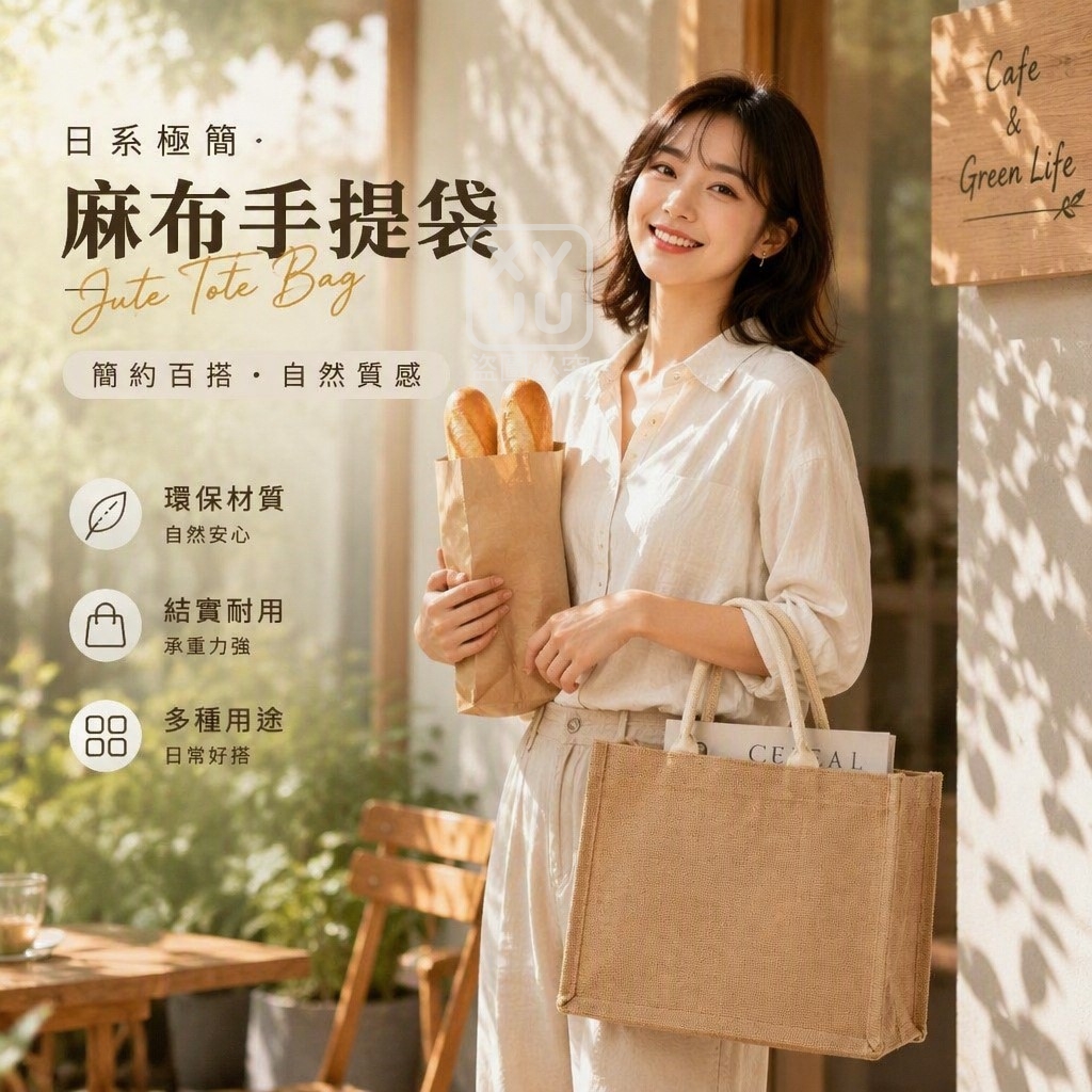 日系極簡麻布手提袋